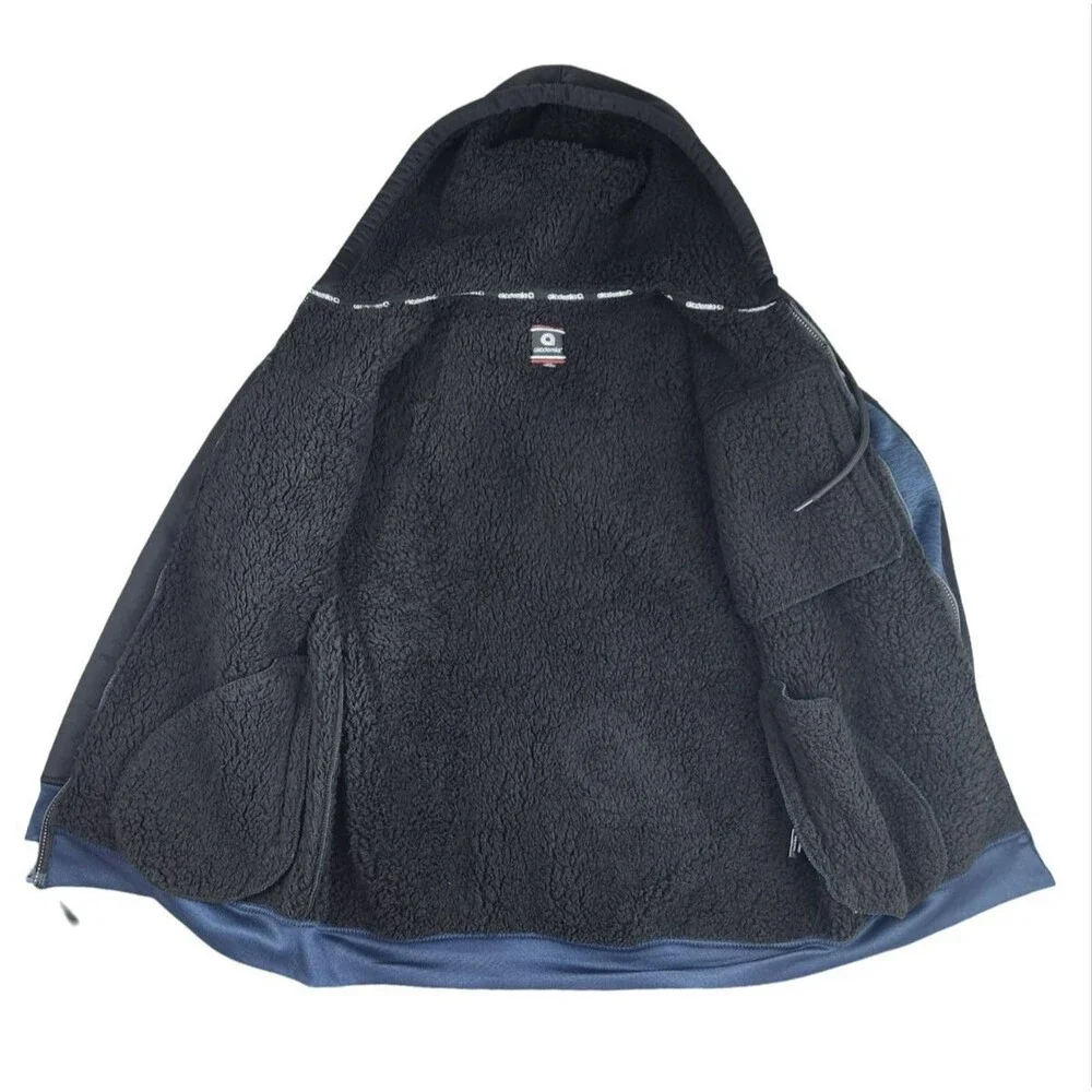 Akademiks Full Zip Hoodie Jacket Sherpa Lined Fleece Blue & Black Men's 3XL